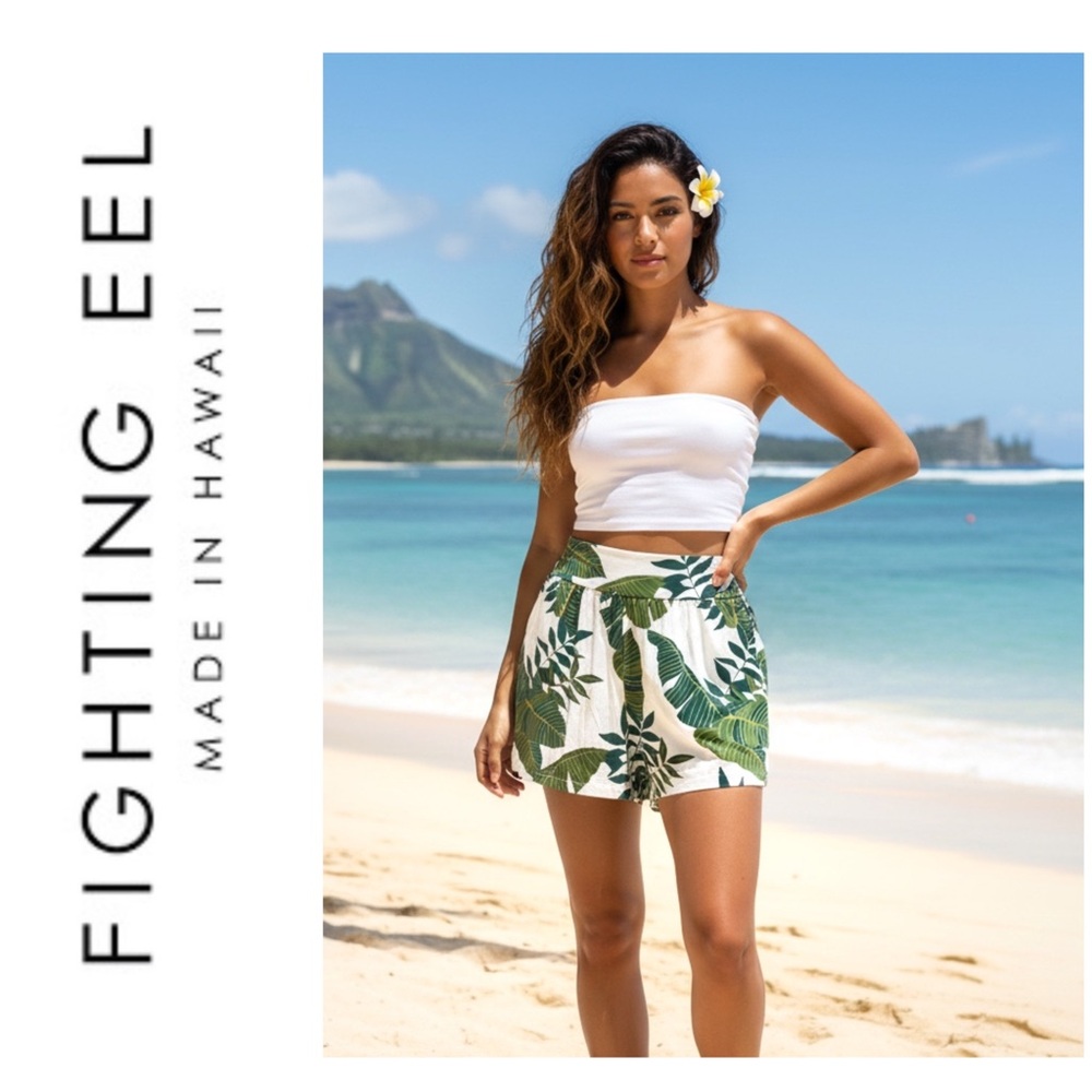 Ava Sky Fighting Eel ✨ Shorts Om • Jade Banana Leaf • XS